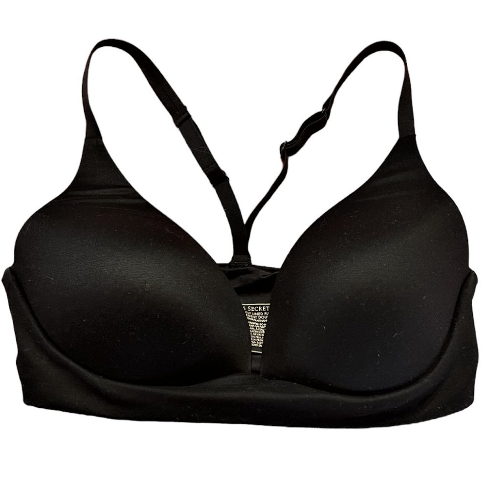 Victoria's Secret Lightly Lined Plunge Racerback Bra, Black, Size 34D